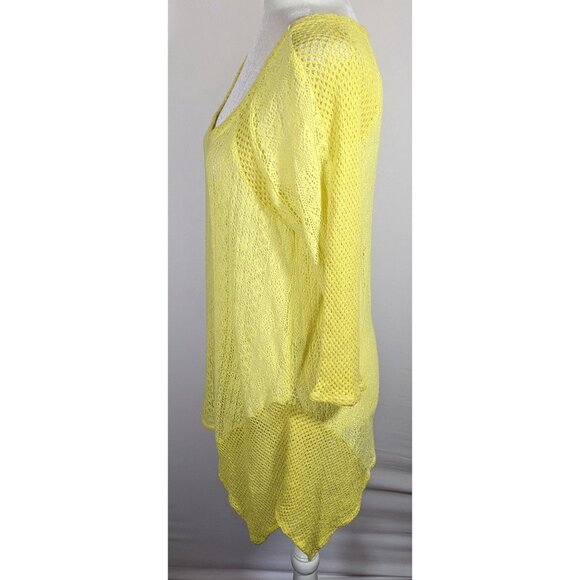 XCVI Summery Yellow Asymmetrical Crochet Swim Coverup - Picture 9 of 10